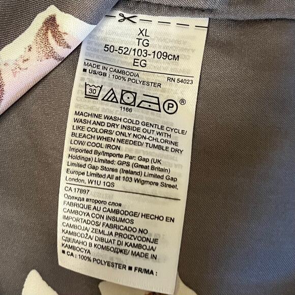 Banana Republic Satin Floral Blouse in Gray and Pink Size XL - Picture 8 of 9